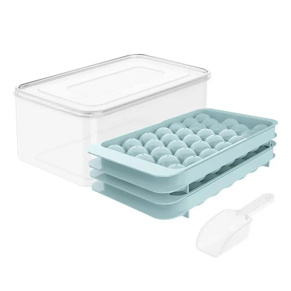 

Reusable Ice Sphere Mold with Cover Stackable Food Grade Ice Ball Mold 33 Grids Ice Ball Tray Kitchen Tool