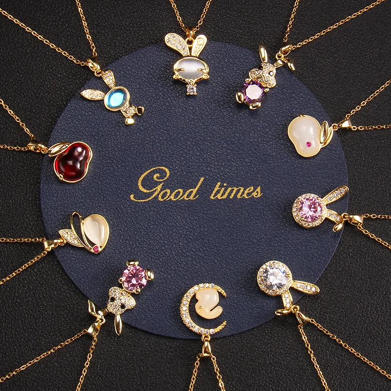 

Cute Ribbit Gem Titanium Steel Pendant Necklace For Women Y2K Trendy Korean Gold Color Chain New In Jewelry