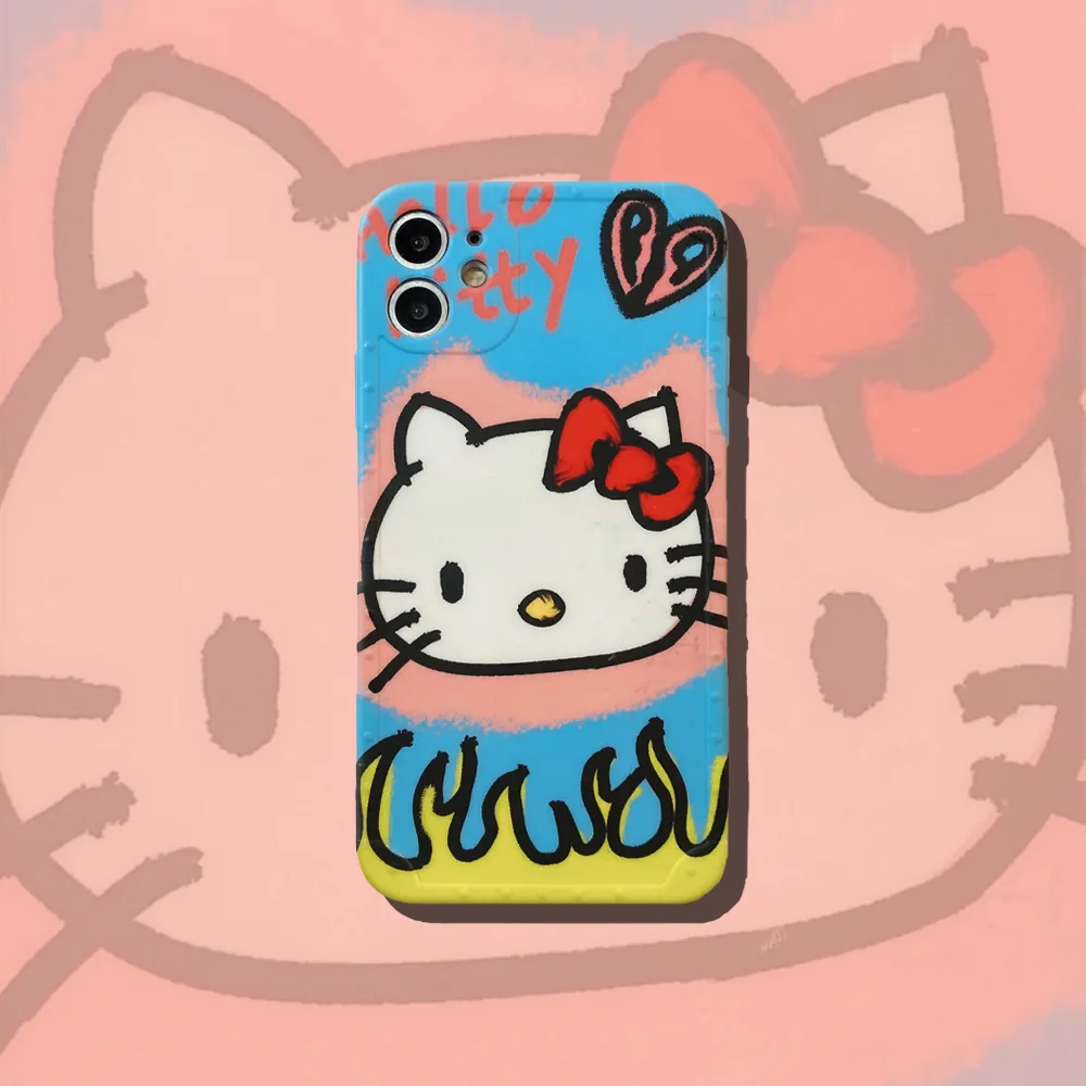 

For iPhone 7 8 Plus Case Cartoon Kitty Cover for iPhone 11 12 13 Pro X XR XS Max Shockproof Phone Case iPhone 11 Case