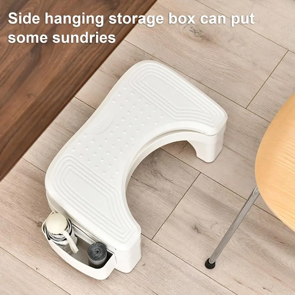 Табурет для унитаза с регулируемой высотой и нескользящим ящиком хранения
