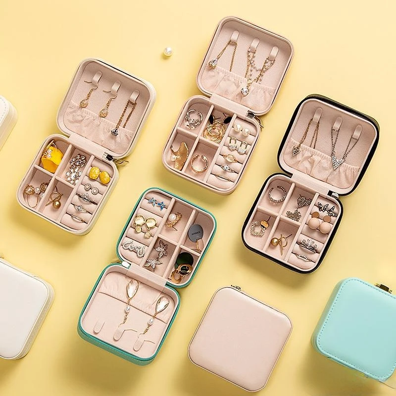 

Organizer Storage Household Organizer Jewelry Earring Box Jewelry Storage Woman Box Travel Portable Accessory Necklace Ring For
