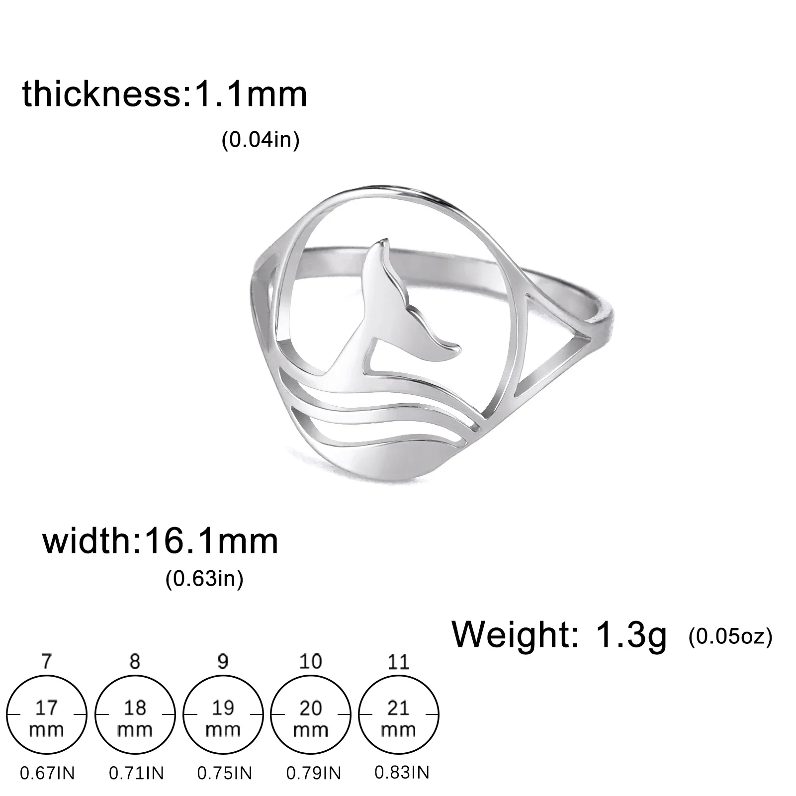 Дельфины хвостовые кольца женские модные животные нержавеющая сталь с широкими
