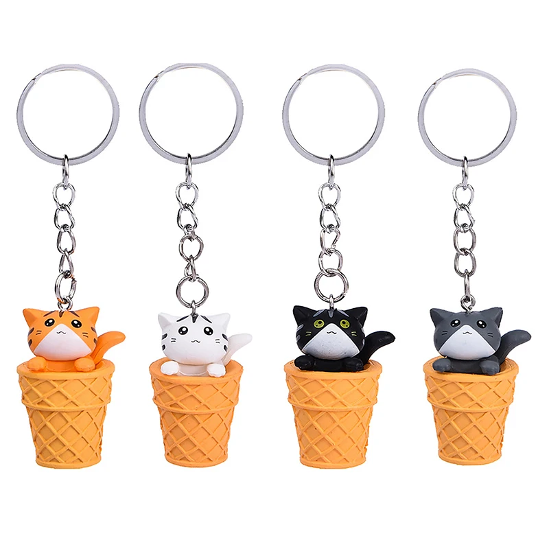 

Милый брелок для ключей с мультяшным мороженым, кошкой, милым животным, брелок для автомобиля, Очаровательная подвеска для сумки для девочек, украшение для сумок