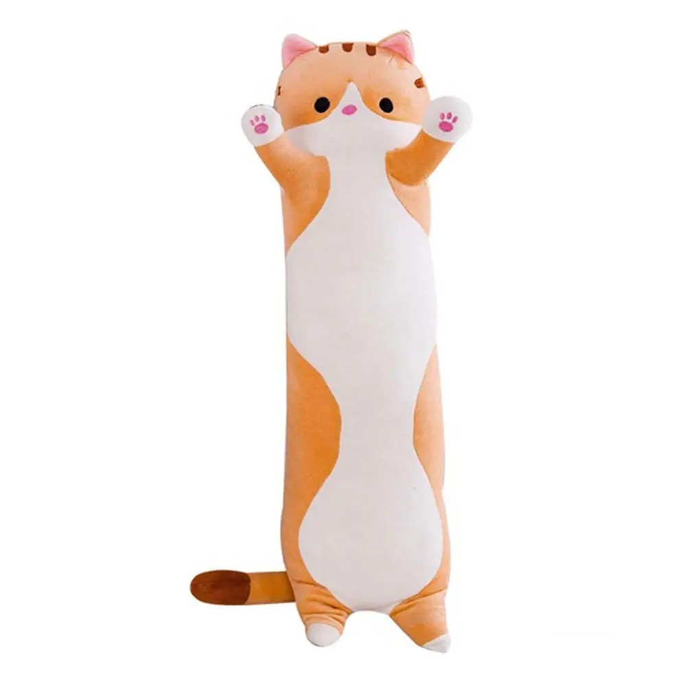

50/70/90cm Cute Plush Cat Doll Soft Stuffed Kitten Pillow Doll Toy Gift for Kids Girlfriend Neck Headrest Pillow