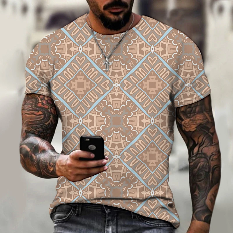 

Summer 2022 personalized abstract geometric pattern T-shirt 3D digital print short sleeve half sleeve clothing men's wear