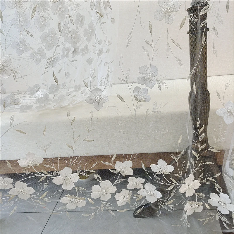 Новинка летняя серебристо-белая ткань из бисера для свадебного платья занавески