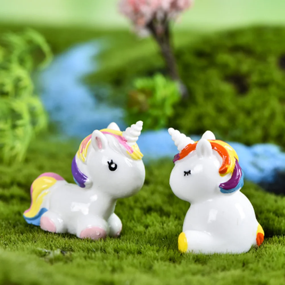 8 шт. единорог пейзаж маленькие фигурки животных бонсай ремесленные украшения из