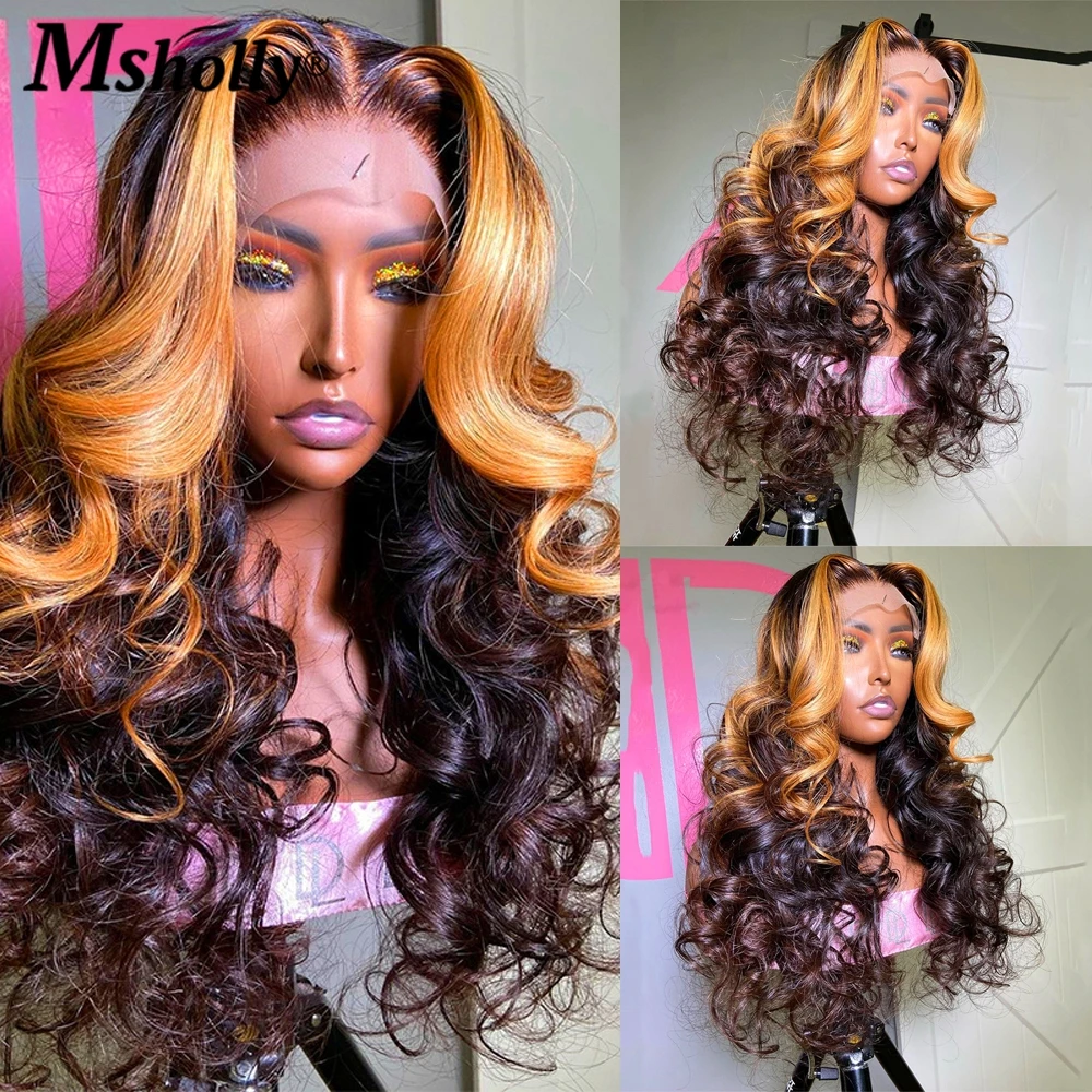 

Парик блонд 13x 4 из человеческих волос для женщин, бразильские натуральные черные волосы без повреждений, с аккуратным телом, с волнистым ПЕР...