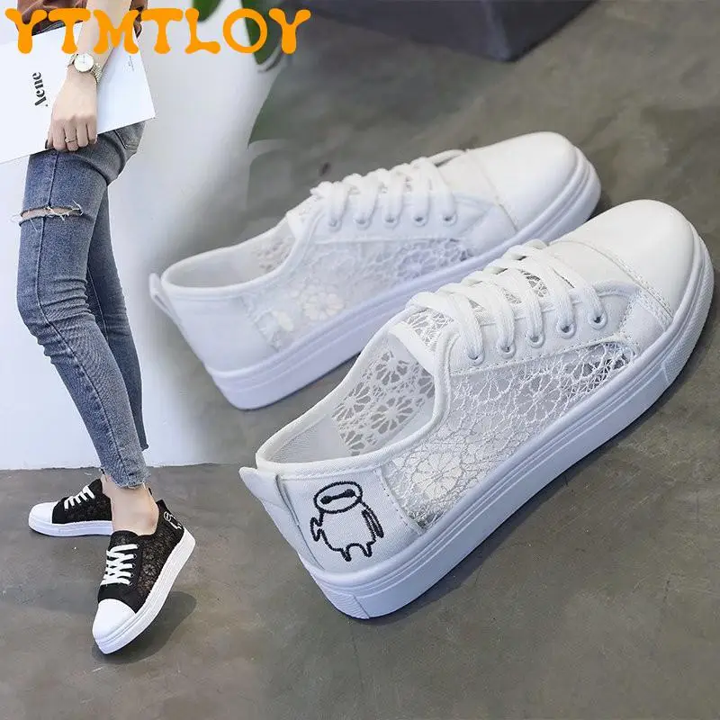 

Summer Breathable White Shoes Women's New All-match Cloth Shoes Casual Flat Shoes Light Mesh Shoes Student Soft Sole Shoes
