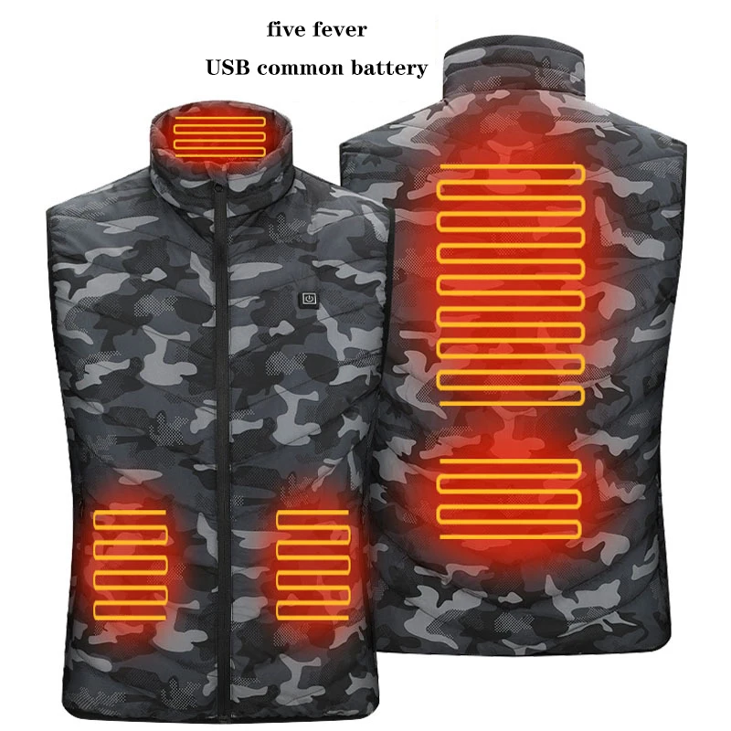 Smart heating vest SUB charge 5V2A heating vest in winter keep warm electric cotton-padded  constant temperature jacket