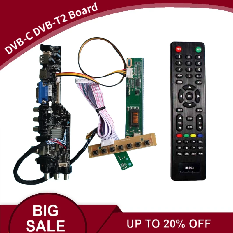 

DVB-T2/T DVB-C 3663 TV Monitor Kit for LTM230HT05 LCD LED Screen HDMI+VGA+USB+TV Controller Board Driver