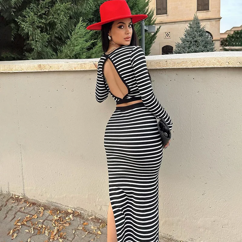 Женский комплект из 2 предметов SKMY Осенний Повседневный укороченный топ в