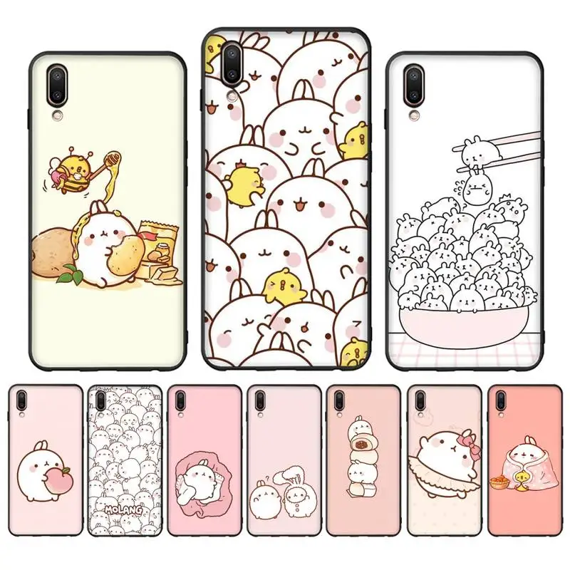 

Kawaii Molang Cartoon Anime cat Phone Case for Vivo Y91C Y11 17 19 17 67 81 Oppo A9 2020 Realme c3