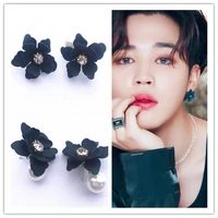 japan and south korea summer new ins celebrity jimin small fresh pearl flower earrings girlish accessories sister jewelry gift