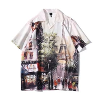 2022 summer new fashion men retro korean fashion print mens short sleeve beach shirt flower shirt boutique clothing