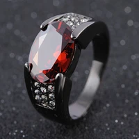milangirl zircon inlaid black ring cross border mens ring red purple crystal rings wholesale jewelry anniversary gift for men