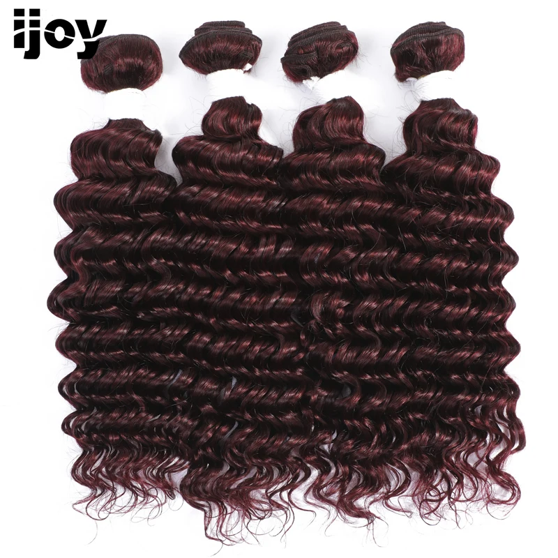 99J RedWine Deep Wave Human Hair Bundles Brazilian Human Hair Weave Bundles 3/4Pcs Non-Remy Hair Extensions IJOY