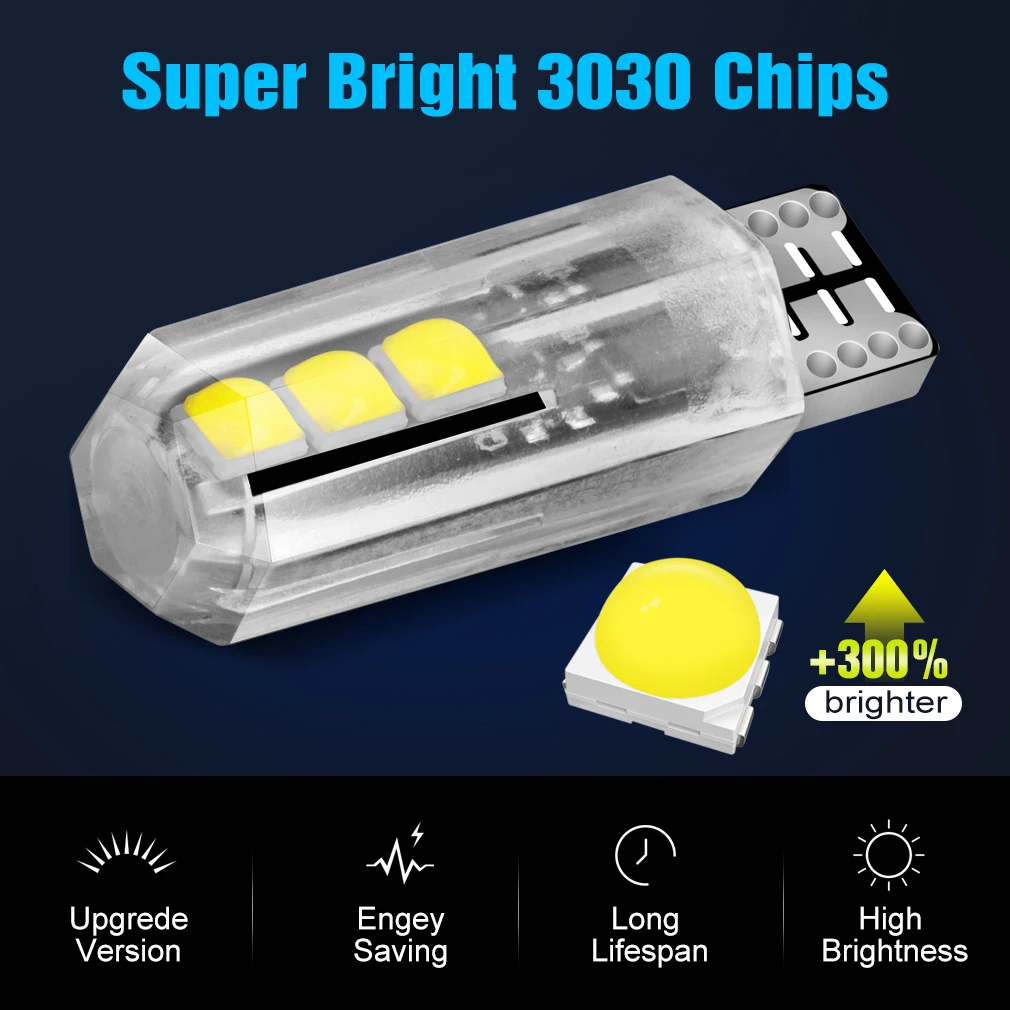 1 шт. W5W светодиодный T10 Светодиодные лампы Canbus 3030SMD Клиренс клиновидный номерной