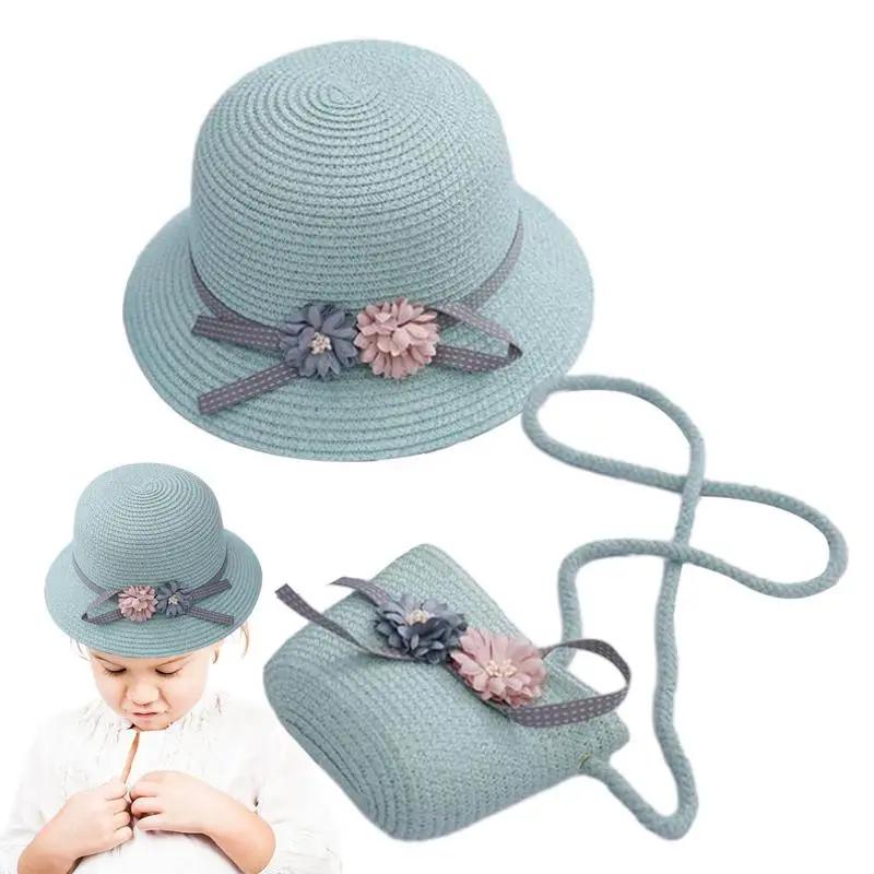 

Girls Summer Straw Hat Toddler Girls Floral Sun Hat And Straw Messenger Bag Girls Essentials For Traveling Swimming Pool Picnic