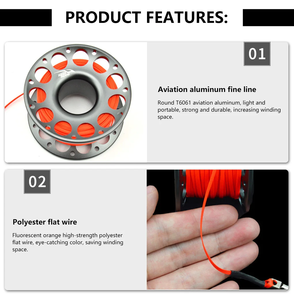 

Катушка для шпули для дайвинга, полиэстер, катушка, аксессуары для подводной съемки, для активного отдыха, с двойным крючком, розово-красный,...