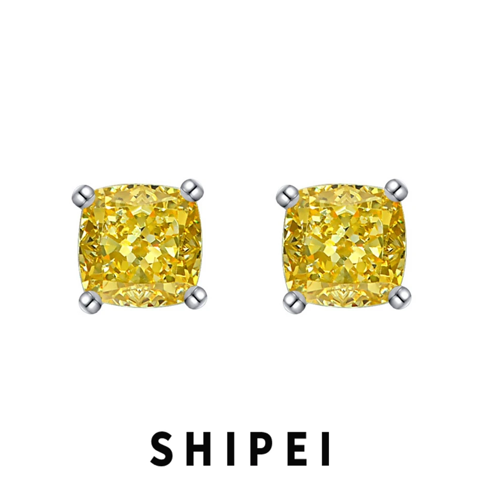 

SHIPEI Classic Solid 925 Sterling Silver Crushed Ice Cut 1.5 CT Citrine Pink Sapphire Aquamarine Gemstone Stud Earrings Jewelry