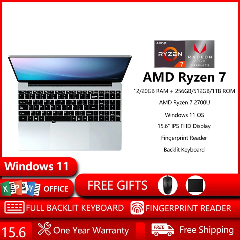 AMD Ryzen 7 2700U Octa-Core Laptop 15.6