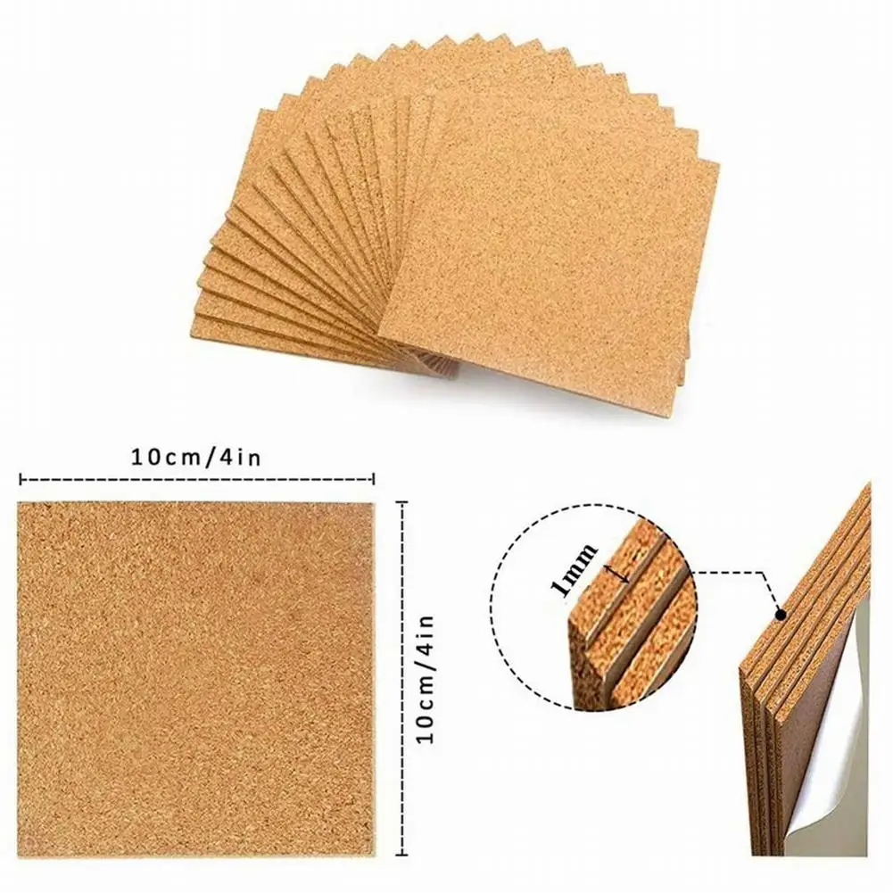 

40Pcs Cork Coasters Cooking Mat Square Cork Mat Self-Adhesive DIY Backing Sheet For Home Bar Acrylic Coaster Protector Pans