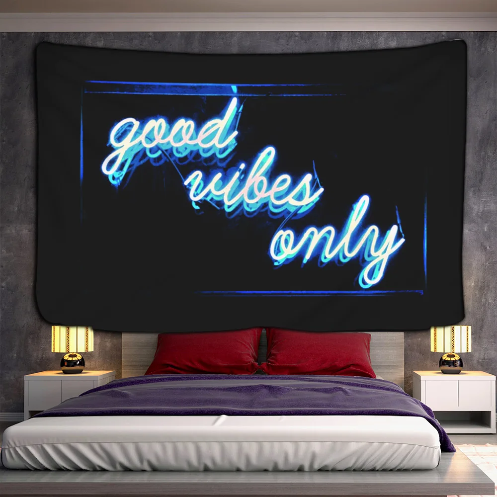 

Positive Words Tapestry Neon Motivational Lettering Inspirational Bedroom Living Room Dorm Polyester Fabric Home Decor
