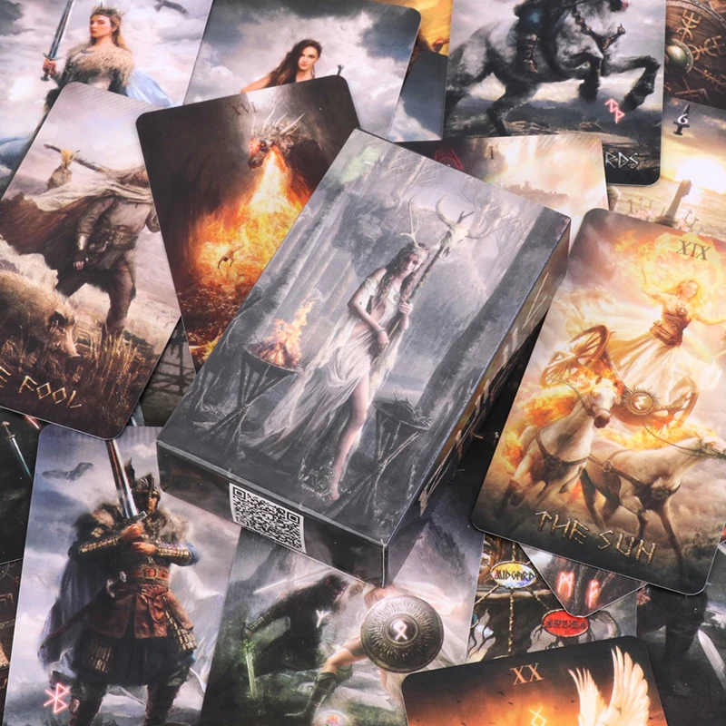 

1 Box Runic Tarot Cards Prophecy Fate Divination Deck Family Party Board Game Beginner