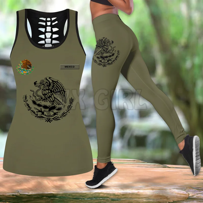 Mexican Combo Tank Top + Legging 3D Printed Tank Top+Legging Combo Outfit Yoga Fitness Legging Women
