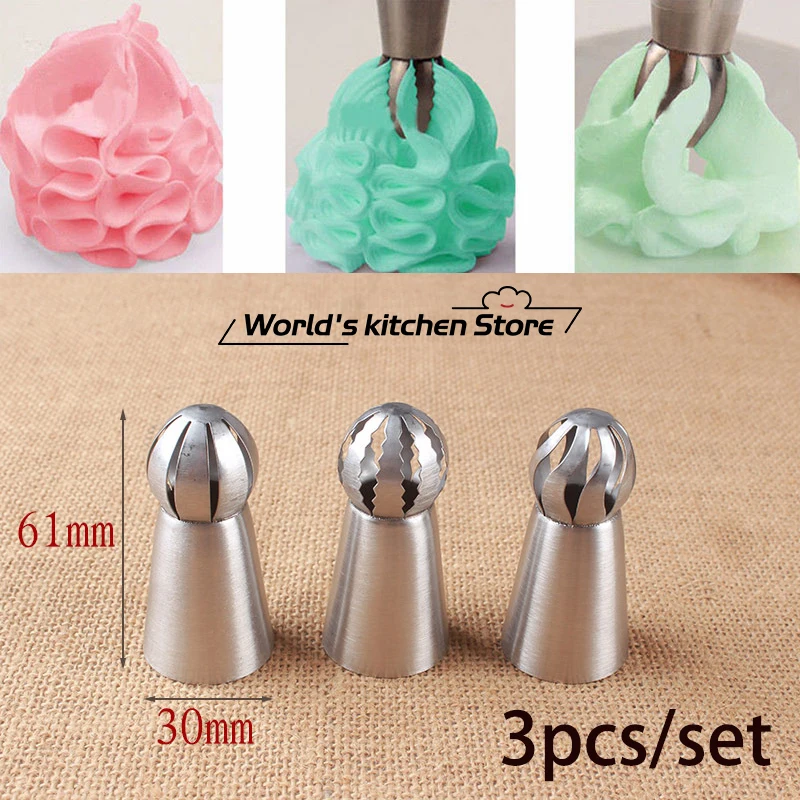 

3Pcs Stainless Steel Russian Tulip Rose Flower Nozzles Birthday Cupcake Craft Icing Piping Nozzles Cake DecoratingTools mold