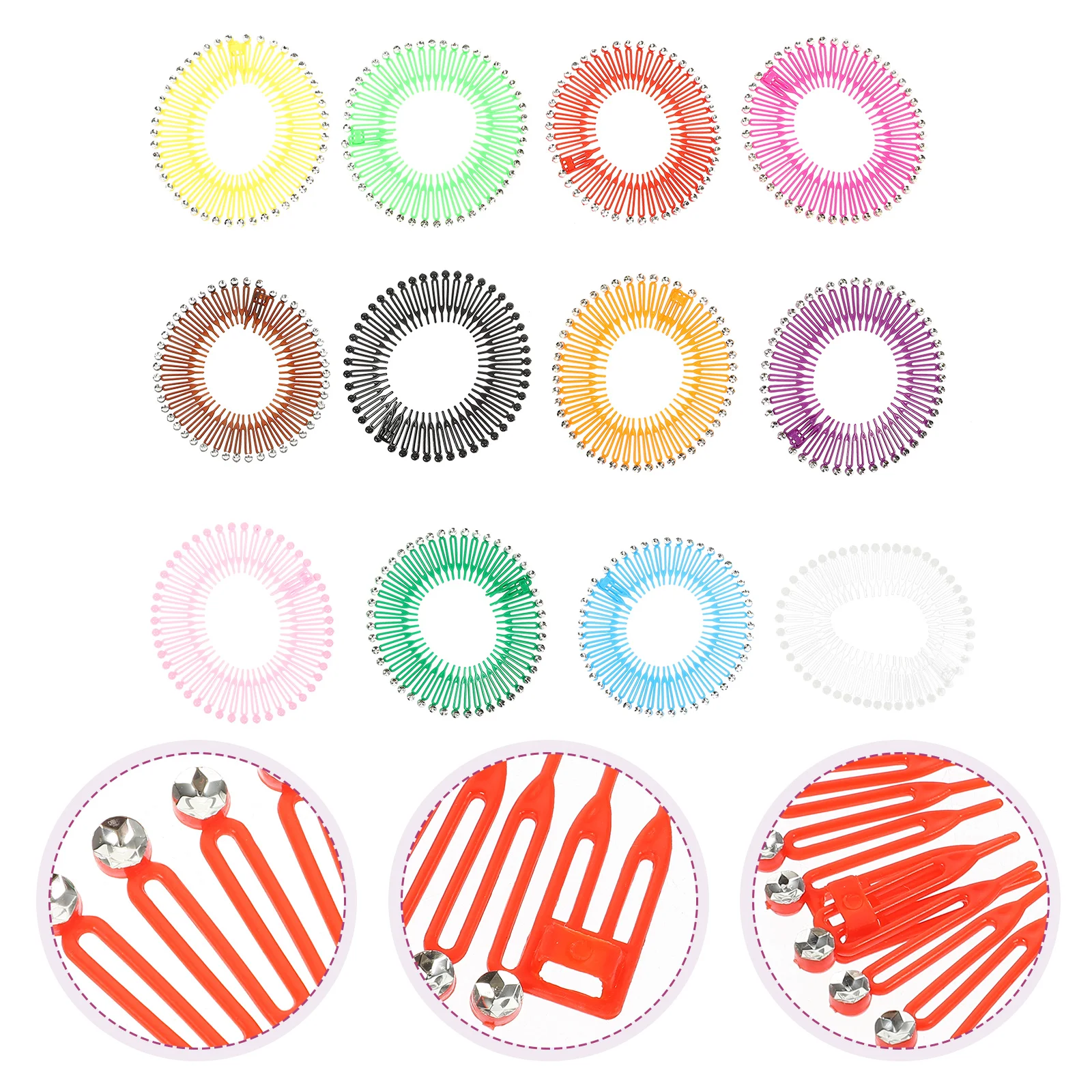 

12 Pcs Spring Comb Headbands Full Circular Tooth Circle Propylene Stretch Hairband Holder Miss Ribbon