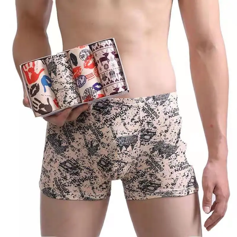 Men's Panties 4pcs/Lot  Male Underpants Man Pack Shorts Boxers Underwear Fashion Sexy Mens Boxer Bamboo Hole Large Size