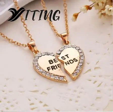 

Ожерелье Лучшие друзья, 2 части, Очаровательная подвеска с надписью "разбитое сердце", серебро и золото, ювелирные изделия дружбы, опт