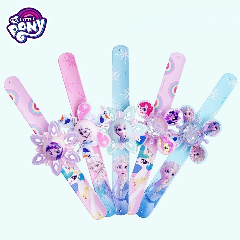 Disney Pop Circle Bracelet Cartoon Hand Ring Toy Princess Elsa Anime Frozen Kids Luminous Quicksand Girls