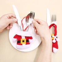 christmas cutlery cover set tableware spoon fork knife cover decoration small clothes pants christmas dinner table decorations