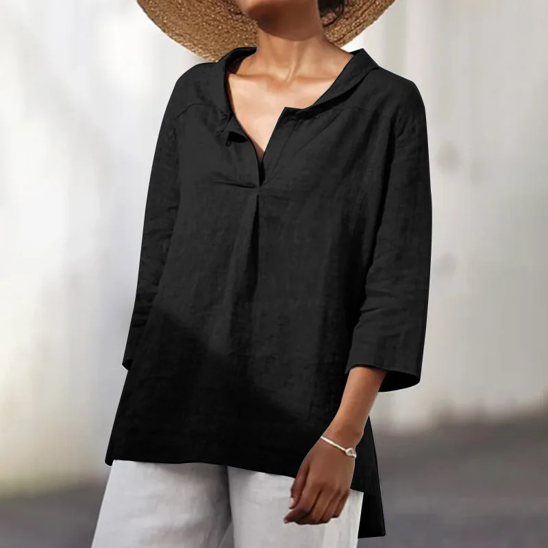 

Stylish Women Shirts 2022 Cotton Linen Oversized Blouses Blusas Casual Loose Solid Tunic Top