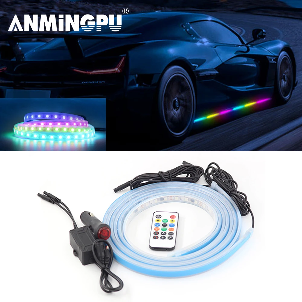 

Светодиодная RGB-подсветильник ка ANMINGPU для двери автомобиля, Неоновая Гибкая полоска с дистанционным управлением через приложение, декоративная лампа