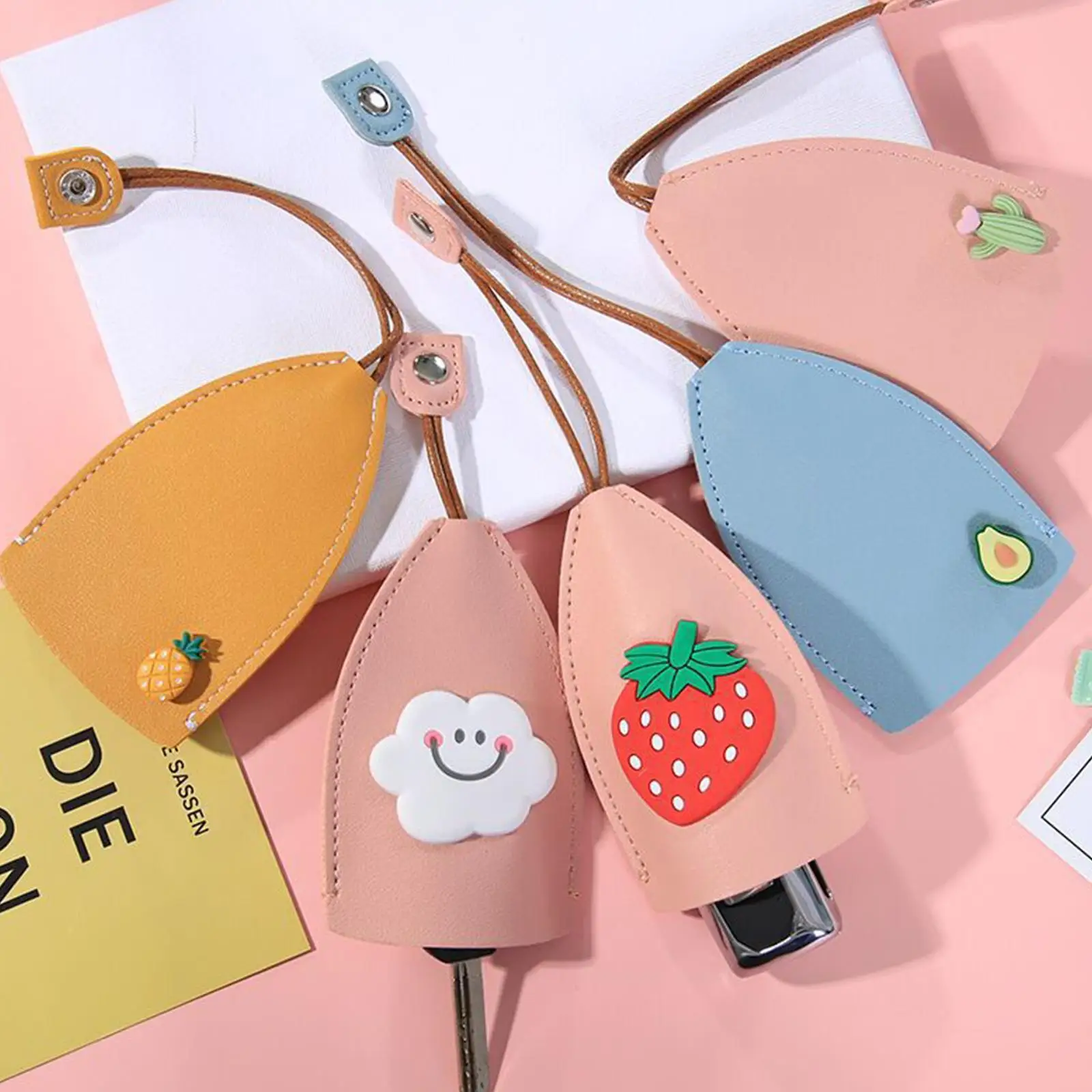 

New Mini Cute Animal Unisex Pull Type Key Storage Bag PU Leather Key Sleeve Home Car Key Cover Leather Women Men Keychain Gift