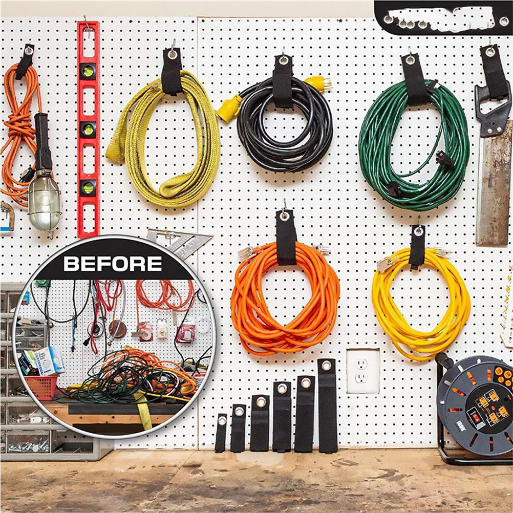 

10pcs Extension Cord Wrap Organizer and Holder Hook and Heavy Duty Storage Strap for Cords Rope Hose Garage Organizers (