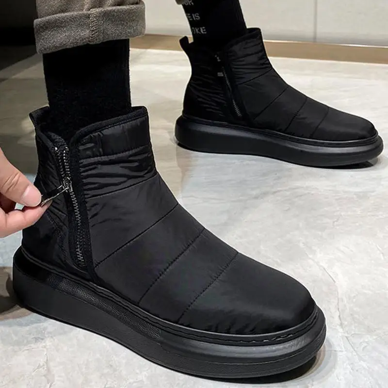 

Winter Footwear Men's Warm Plus Velvet Thick Cotton Shoes High Top Down Cotton Boots