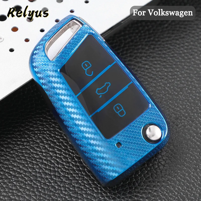 

TPU Carbon Grain Car Key Case Cover for Volkswagen for VW Golf 7 mk7 Seat Ibiza Leon FR2 Altea Aztec For Skoda Octavia Key Shell