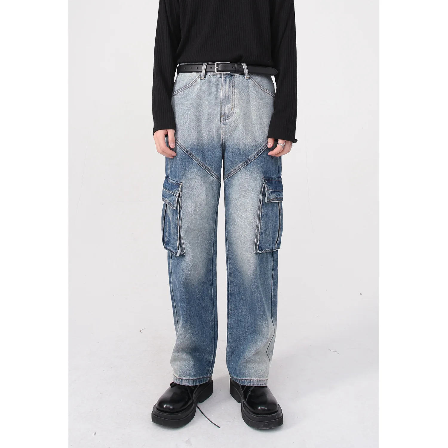 

Мужские свободные джинсы-карго, уличные модные джинсы в Корейском стиле хип-хоп, новинка 2023