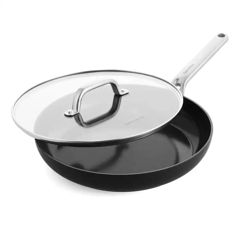 

Anodized Advanced Healthy Ceramic Nonstick, 12" Frying Pan Skillet with Lid, Anti-Warping Induction Base, Dishwasher Safe, Oven