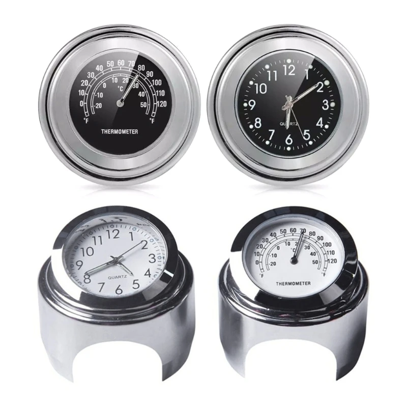 

Motorbike Handlebar Clock Thermometer Waterproof Universal 7/8" 1Inch Motorbike Handlebar Mount Clock and Thermometer