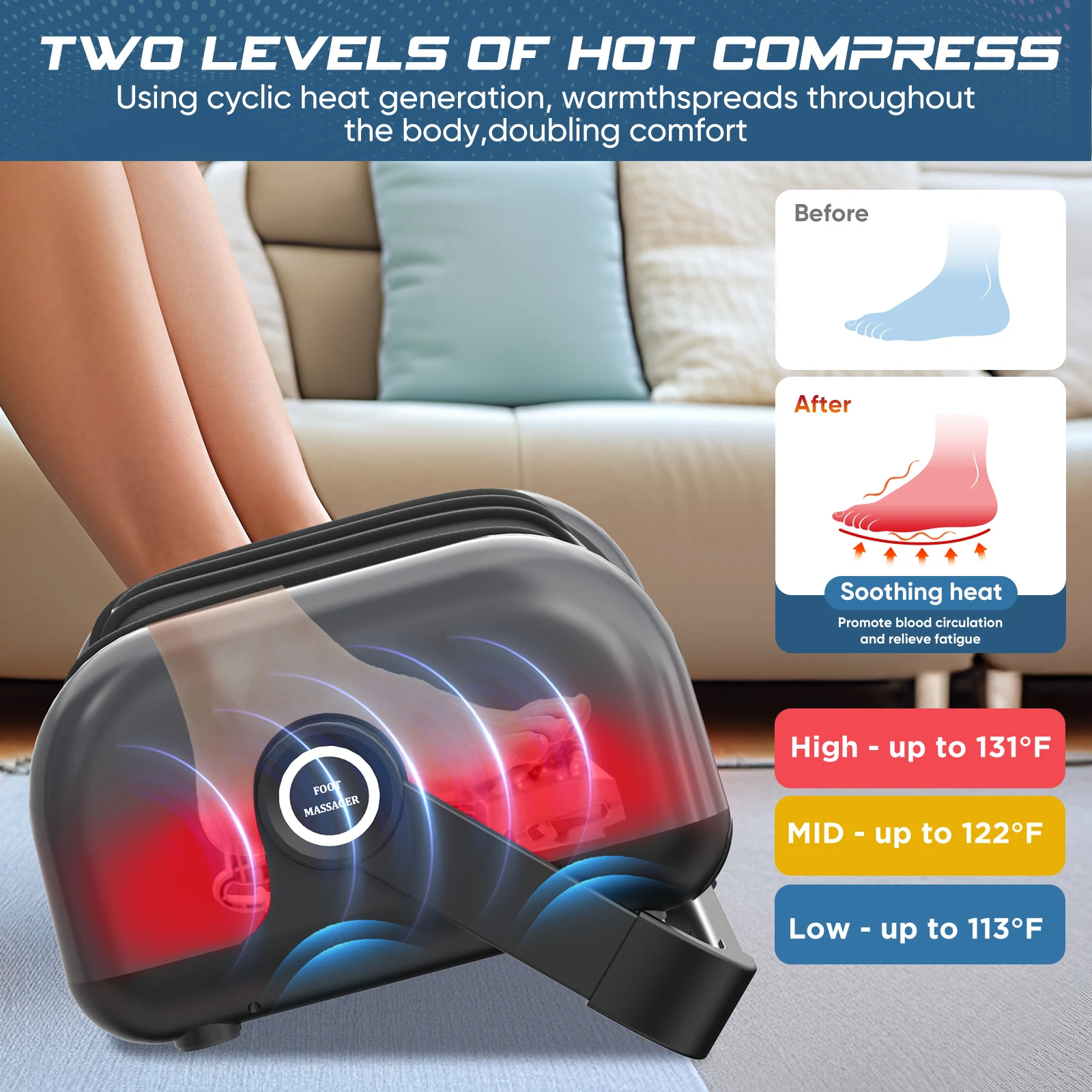 Лидер продаж вибрирующий шиацу Электрический массажер для ног с лимфатическим