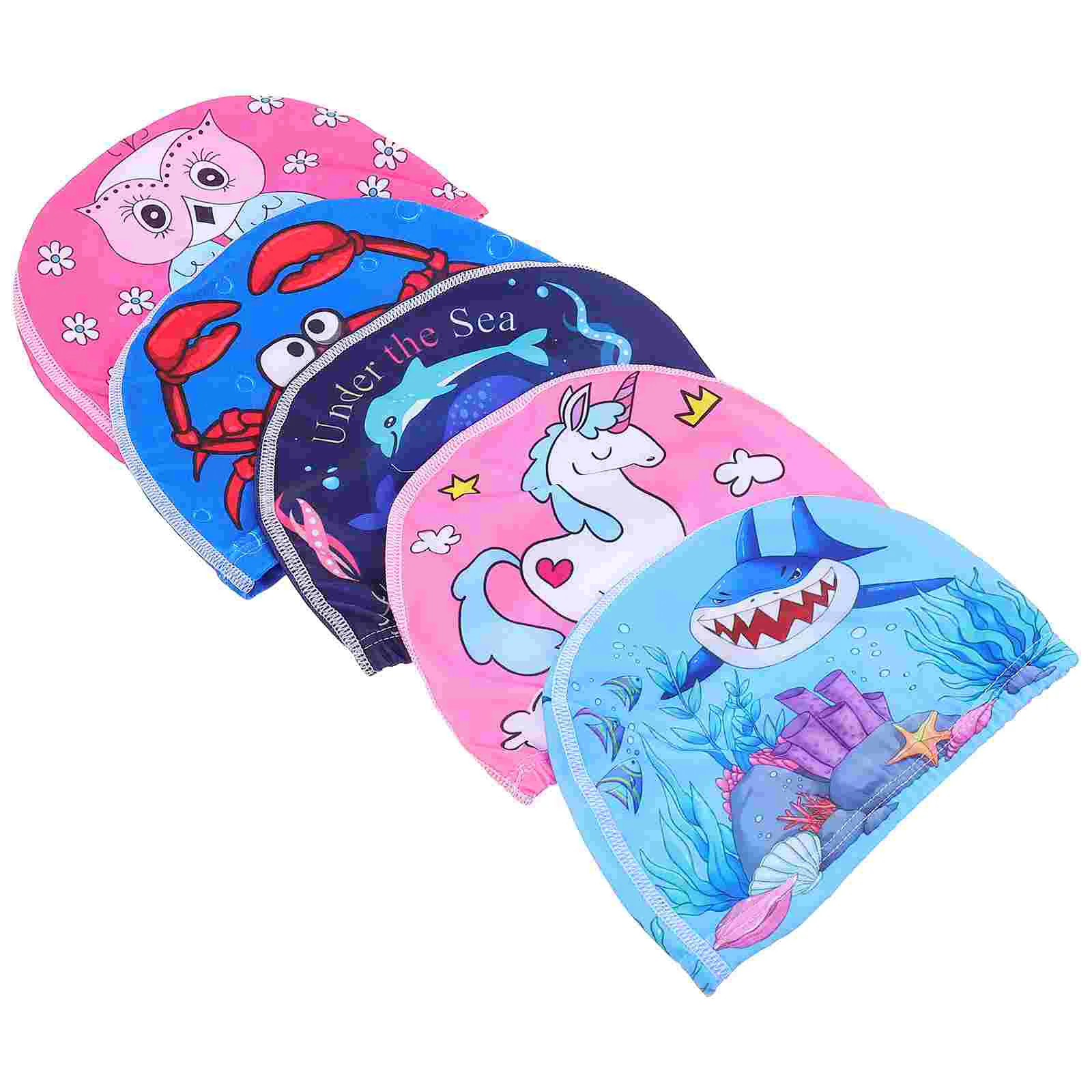 

5Pcs Children Swim Hats Wear-resistant Swimming Caps Polyester Swimming Hats Kids Accessory