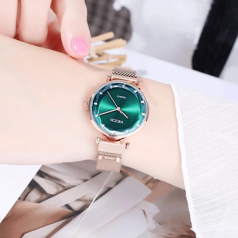 KEZZI new famous watch inlaid with brick women's watch net with pointer fashion trend ins style lazy man design women's watch enlarge