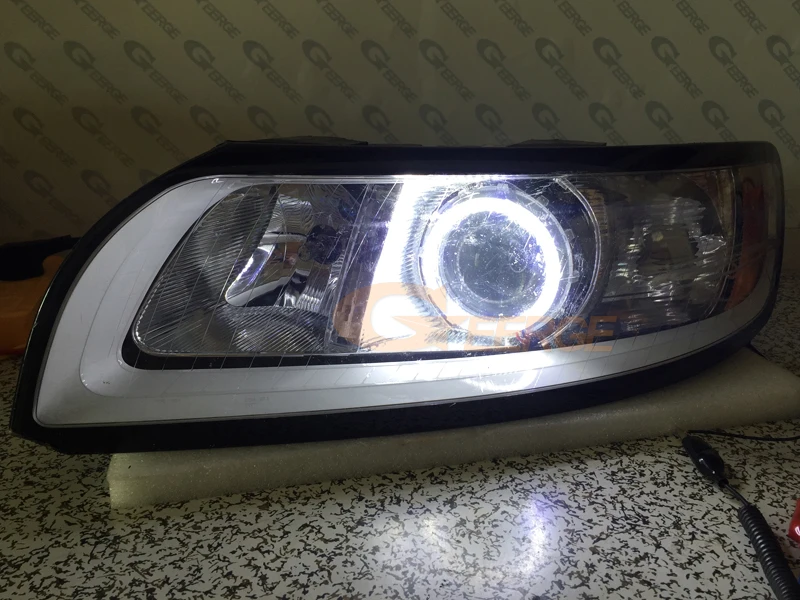 Фото Для Volvo S40 II V50 2004 2005 2006 2007 2008 2009 2010 2011 2012 ультра яркий SMD светодиодный комплект колец ангельские глазки Halo автомобильные аксессуары №4