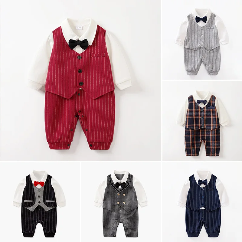 

Комбинезон для маленьких мальчиков, Детский Костюм Джентльмена для младенцев на возраст 0-24 месяцев, Одежда для новорожденных, одежда для ма...